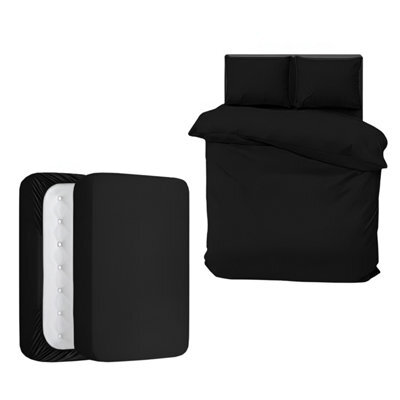 Aspire Homeware Black Duvet Cover Set, Soft Microfiber & Reversible, Double (L)200Cm X (W)200Cm - image 1