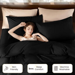 Aspire Homeware Black Duvet Cover Set, Soft Microfiber & Reversible, Double (L)200Cm X (W)200Cm - thumbnail 4