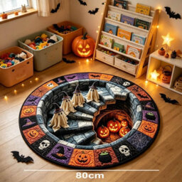 Amorly 80Cm 3D Halloween Optical Illusion Rug, Spooky Depth Effect Carpet, Quilted Non Slip Mat For Doorway, Bedroom, Indoor Decor - thumbnail 4