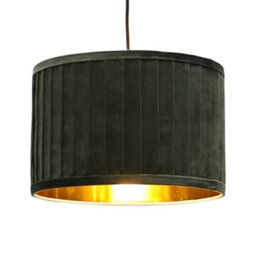 First Choice Lighting Sundance - Dark Green Velvet Pleated 30Cm Lamp Shade Gold Inner - thumbnail 1