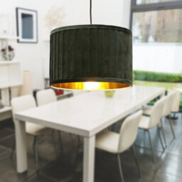 First Choice Lighting Sundance - Dark Green Velvet Pleated 30Cm Lamp Shade Gold Inner - thumbnail 4