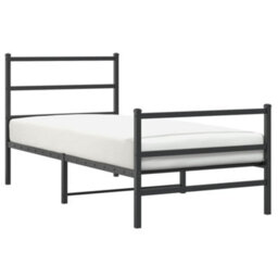 Berkfield Metal Bed Frame Without Mattress With Footboard Black 90X200Cm - thumbnail 2