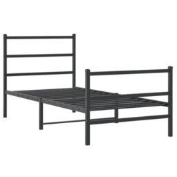 Berkfield Metal Bed Frame Without Mattress With Footboard Black 90X200Cm - thumbnail 3