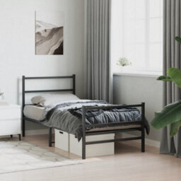 Berkfield Metal Bed Frame Without Mattress With Footboard Black 90X200Cm - thumbnail 4