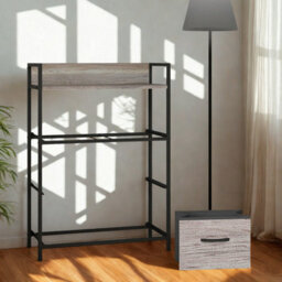 FURNOLD Industrial 4 Fabric Drawer Chest Storage Unit With Shelftop Grey - thumbnail 2