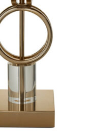 Orsina Gold Finish Table Lamp With Dual Ring Base, Modern Black And Gold Fabric Shade Lamp, Accent Table Light - thumbnail 4