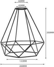 2 Pack Of Retro Style Gold Metal Basket Bird Cage Geometric Ceiling Pendant Light Shades, Open Wire Frame Vintage Bulb Guards - thumbnail 3