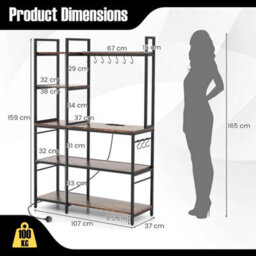Bakers Rack 5 Tier Coffee Bar Table 159 Cm Large Microwave Stand - thumbnail 2