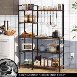Bakers Rack 5 Tier Coffee Bar Table 159 Cm Large Microwave Stand - thumbnail 3