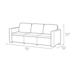 Keter California Chaise Matt Graphite Resin 3 Seater Garden Furniture Set With Footstool - thumbnail 7