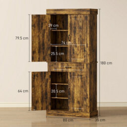 Wyld Haus Zirolu 180Cm Brown Tall Kitchen Pantry Cabinet With Drawer And Shelves - thumbnail 4