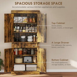Wyld Haus Zirolu 180Cm Brown Tall Kitchen Pantry Cabinet With Drawer And Shelves - thumbnail 5
