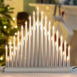 Warm White Led Candle Light Bridge 33 Clear Bulbs Mains Powered Christmas Decoration Arch Light With Replaceable Blubs - Silver - thumbnail 1