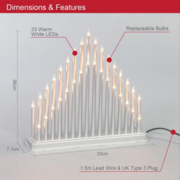 Warm White Led Candle Light Bridge 33 Clear Bulbs Mains Powered Christmas Decoration Arch Light With Replaceable Blubs - Silver - thumbnail 3