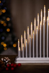 Warm White Led Candle Light Bridge 33 Clear Bulbs Mains Powered Christmas Decoration Arch Light With Replaceable Blubs - Silver - thumbnail 7