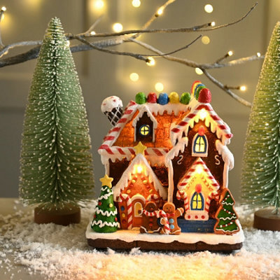 Festive Lit Gingerbread House Decorative Christmas Scene - 18 Cm