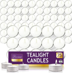 SOL 75Pk Tea Lights Candles - Tea Lights For Home Decor, 3.5 Hour Tealights - Tealight Candles - Unscented Tealights - Long Burning - thumbnail 1