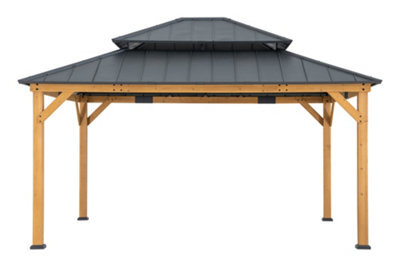 Sunjoy Outdoor Cedar Wood Gazebo Rimo - 390Cm X 450Cm, Anthracite - image 1