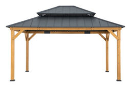 Sunjoy Outdoor Cedar Wood Gazebo Rimo - 390Cm X 450Cm, Anthracite - thumbnail 1