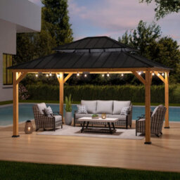 Sunjoy Outdoor Cedar Wood Gazebo Rimo - 390Cm X 450Cm, Anthracite - thumbnail 3