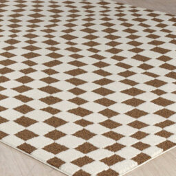 Livabliss Freud-Modern Ivory Brown High Pile Checkered Living Dining Bedroom Rug 120 X 170 Cm Easy Care, Non Shedding - thumbnail 6
