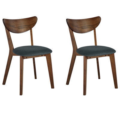 Beliani Set Of 2 Dining Chairs Erie Wood Dark Brown/ Grey - image 1