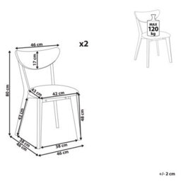 Beliani Set Of 2 Dining Chairs Erie Wood Dark Brown/ Grey - thumbnail 3