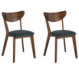 Beliani Set Of 2 Dining Chairs Erie Wood Dark Brown/ Grey - thumbnail 1