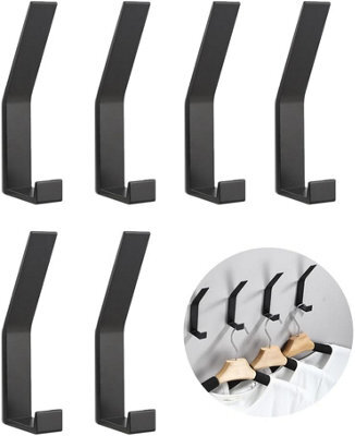 6 Pack Individual Wall-Mounted Coat Hooks, Black Coat Rack, Bathroom Metal Door Hooks - image 1