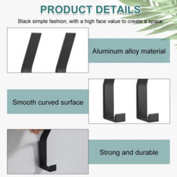 6 Pack Individual Wall-Mounted Coat Hooks, Black Coat Rack, Bathroom Metal Door Hooks - thumbnail 3