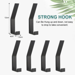 6 Pack Individual Wall-Mounted Coat Hooks, Black Coat Rack, Bathroom Metal Door Hooks - thumbnail 2