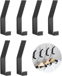 6 Pack Individual Wall-Mounted Coat Hooks, Black Coat Rack, Bathroom Metal Door Hooks - thumbnail 1