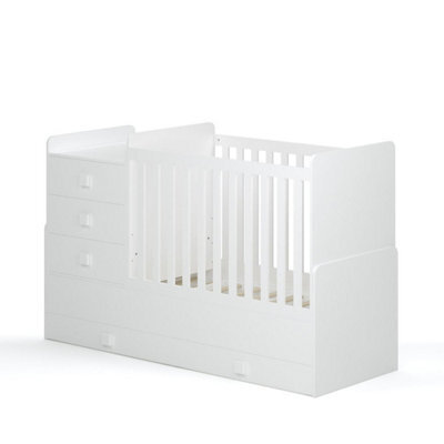 Kidsaw Baby Convertible Cot To Cotbed, 4 In 1, Storage, Changing Area, White - image 1