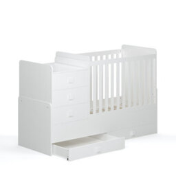 Kidsaw Baby Convertible Cot To Cotbed, 4 In 1, Storage, Changing Area, White - thumbnail 4