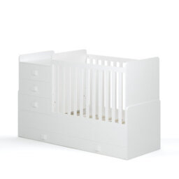 Kidsaw Baby Convertible Cot To Cotbed, 4 In 1, Storage, Changing Area, White - thumbnail 3