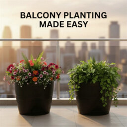 Barrel Planter Tub Plastic Garden Flower Plant Black Planter Tree Pot - thumbnail 3