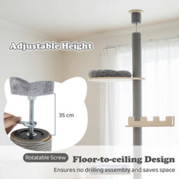 Costway 5-Tier Floor To Ceiling Cat Tree 236-271 Cm Height Adjustable Wooden Cat Tower - thumbnail 5