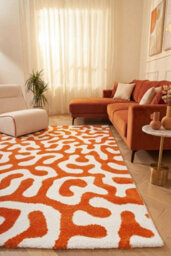 The Rugs Joli Orange And White Abstract Doodle Rug Soft Dense Pile Easy To Clean And Pet Friendly For Living Rooms And Bedrooms - thumbnail 4