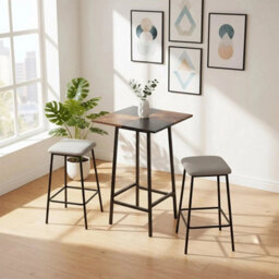 93Cm Tall Square Bar Table Industrial Breakfast Bar High Pub Cafe Bistro Table - thumbnail 6