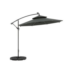 Thehotsale Double-Top Cantilever Parasol With Lights And  Black Round Parasol Base - thumbnail 3