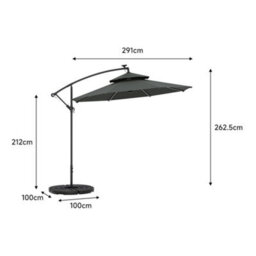 Thehotsale Double-Top Cantilever Parasol With Lights And  Black Round Parasol Base - thumbnail 8