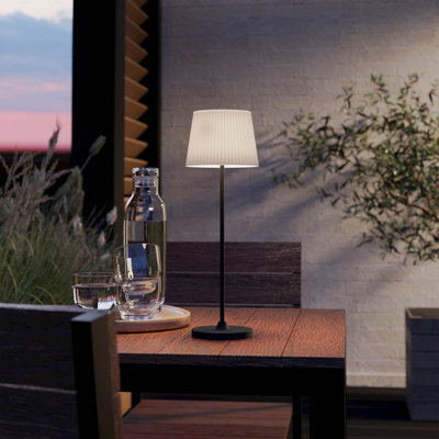 Eglo Leonero Steel And Fabric Portable Touch-Dimmer Led Tuneable White Table Lamp, Beige - image 1