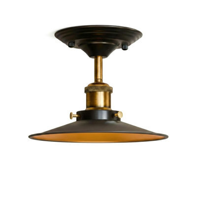 Industrial Vintage Semi Flush Mount Ceiling Lights Metal 22Cm Black Inner Gold Shade E27 Holder For Kitchen, Living Room - image 1