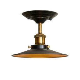 Industrial Vintage Semi Flush Mount Ceiling Lights Metal 22Cm Black Inner Gold Shade E27 Holder For Kitchen, Living Room - thumbnail 1