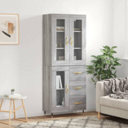 Berkfield Highboard Grey Sonoma 69.5X34X180 Cm Engineered Wood - thumbnail 1
