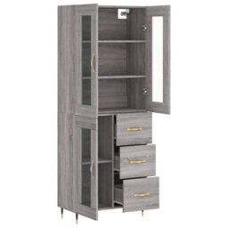 Berkfield Highboard Grey Sonoma 69.5X34X180 Cm Engineered Wood - thumbnail 4