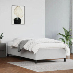 Berkfield Bed Frame White 90X190 Cm 3Ft Single Faux Leather - thumbnail 1