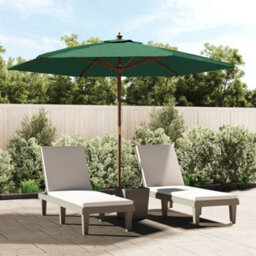Berkfield Garden Parasol With Wooden Pole Green 299X240 Cm - thumbnail 1