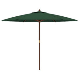 Berkfield Garden Parasol With Wooden Pole Green 299X240 Cm - thumbnail 4