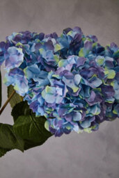 Orsina Hydrangea Stem - 74Cm Blue, Full Faux Bloom With Soft Blue Petals And Realistic Green Leaves, Adds Colour - thumbnail 6
